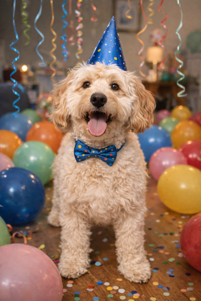The Honored Dog Social Butterfly - the Life of the party - Doodle at a birthday party