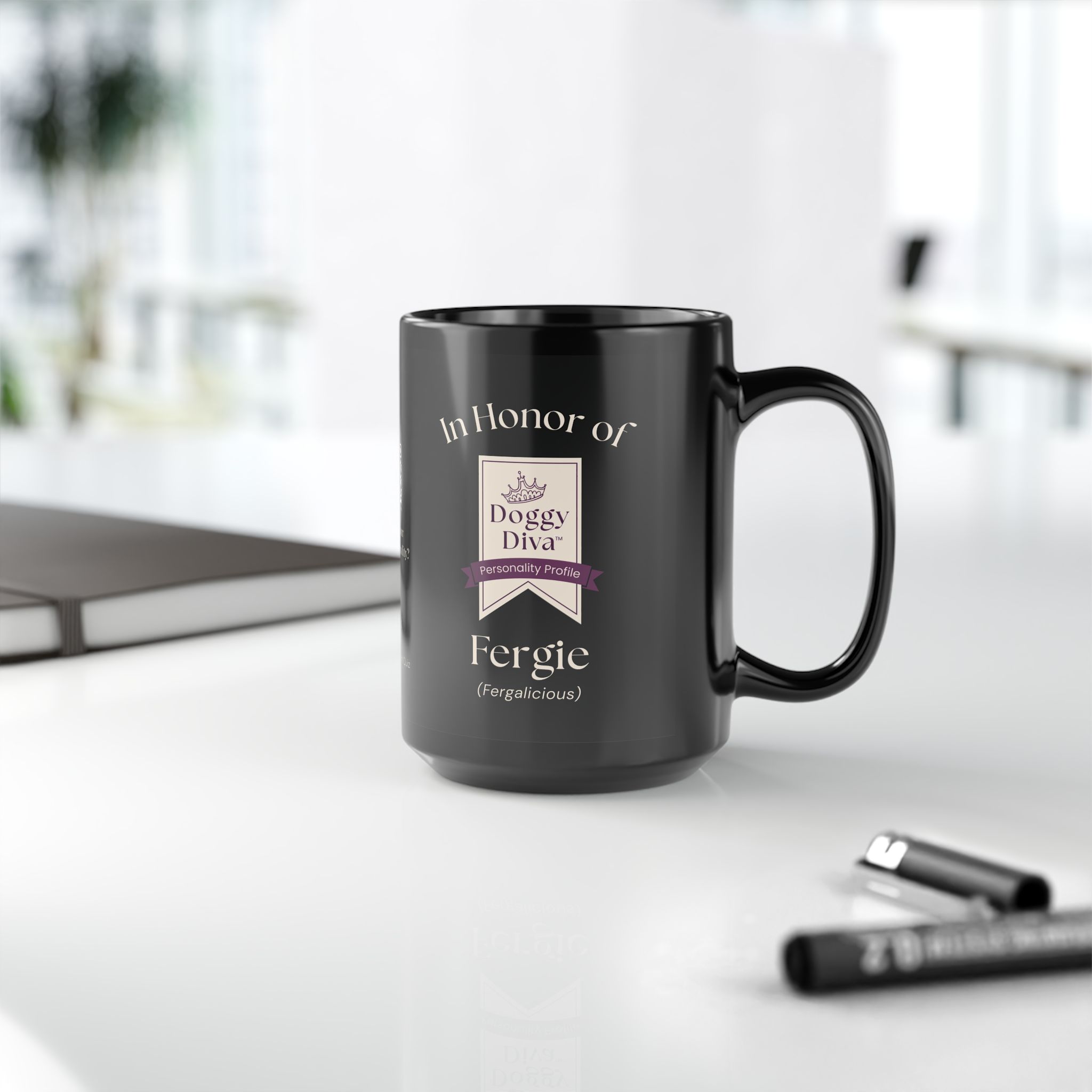 Personalized: In Honor of Your "Doggy Diva" Mug | Black Ceramic Coffee Cup - Image 10