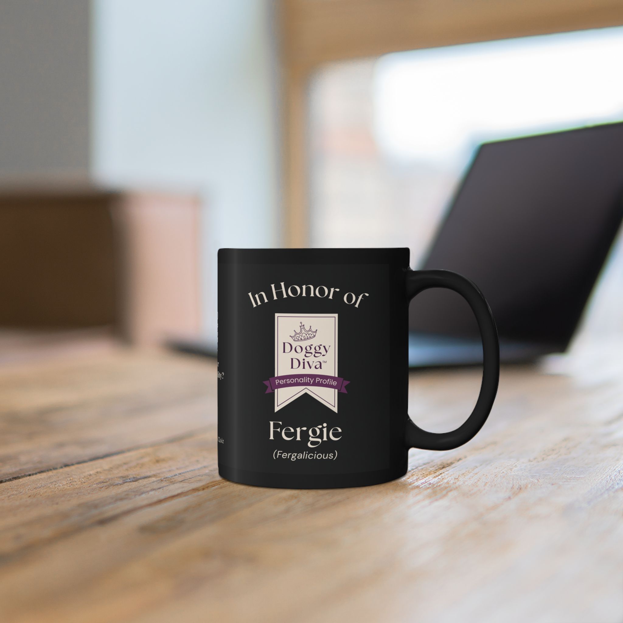 Personalized: In Honor of Your "Doggy Diva" Mug | Black Ceramic Coffee Cup - Image 4