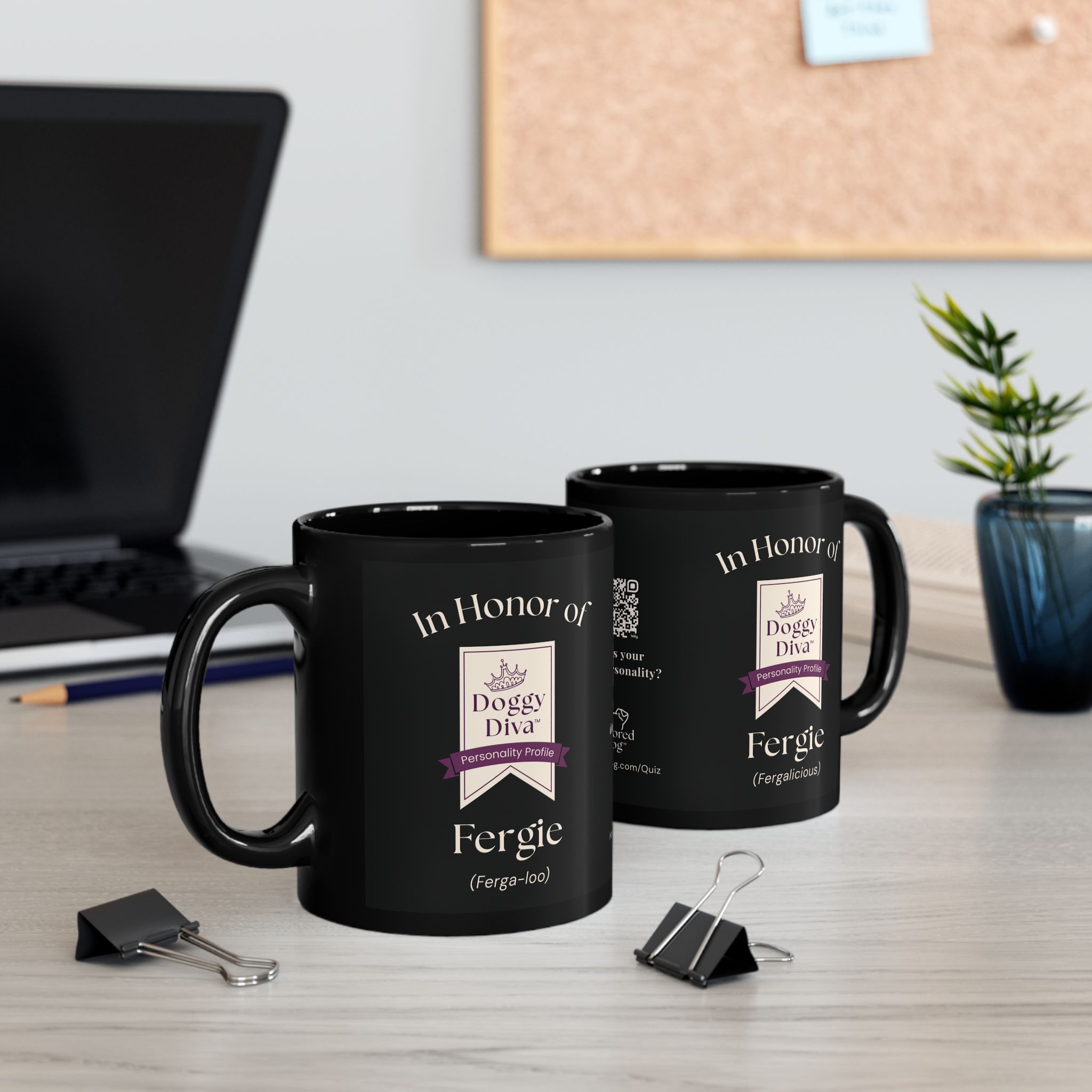 Personalized: In Honor of Your "Doggy Diva" Mug | Black Ceramic Coffee Cup - Image 5