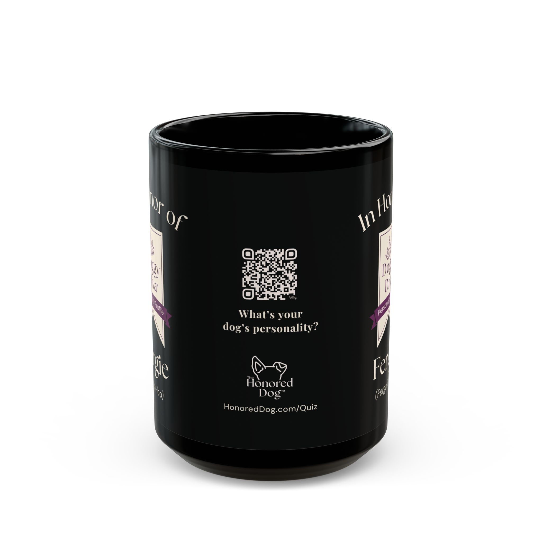 Personalized: In Honor of Your "Doggy Diva" Mug | Black Ceramic Coffee Cup - Image 7