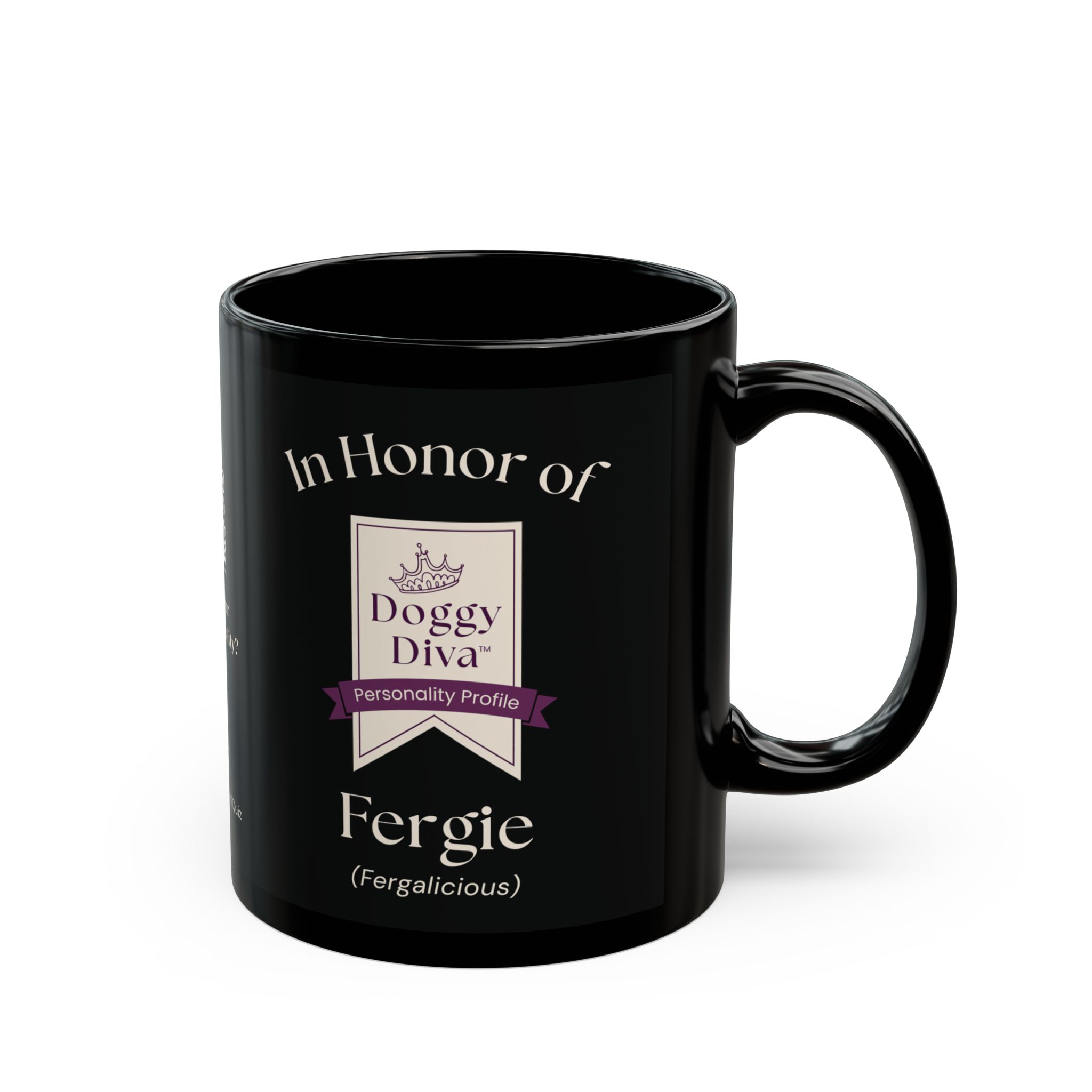 Personalized: In Honor of Your "Doggy Diva" Mug | Black Ceramic Coffee Cup - Image 3