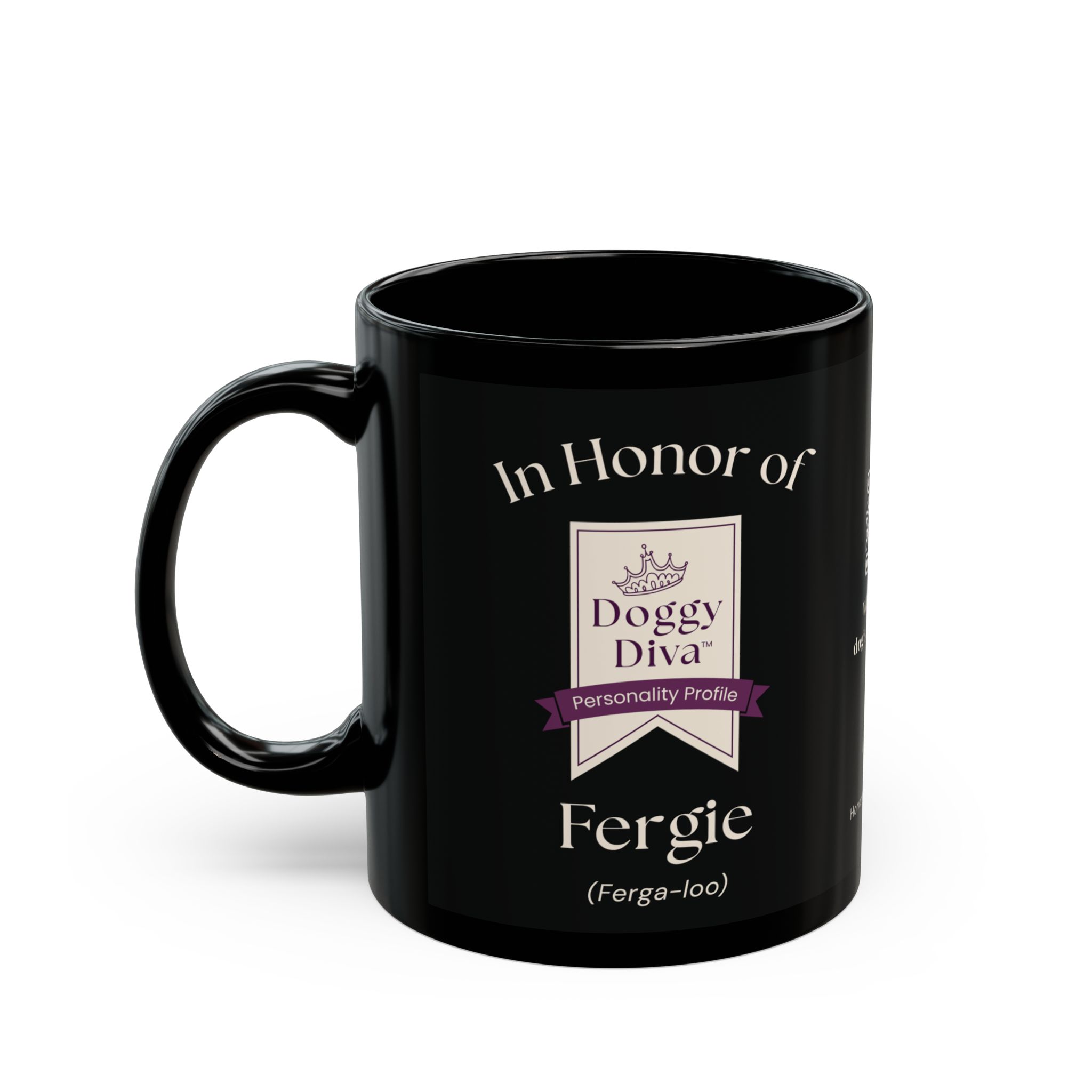 Personalized: In Honor of Your "Doggy Diva" Mug | Black Ceramic Coffee Cup - Image 6