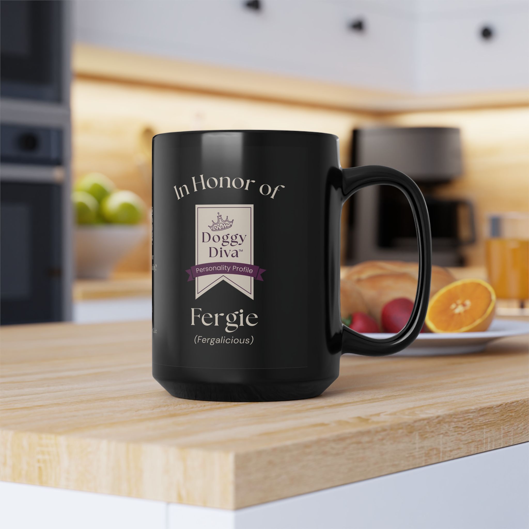 Personalized: In Honor of Your "Doggy Diva" Mug | Black Ceramic Coffee Cup - Image 9